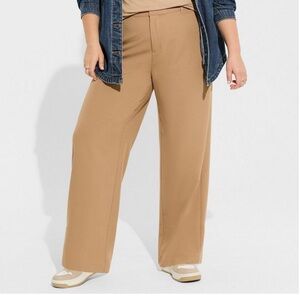 Torrid- Wide Leg City Twill High Rise Pant- size 20 Regular- Tan
